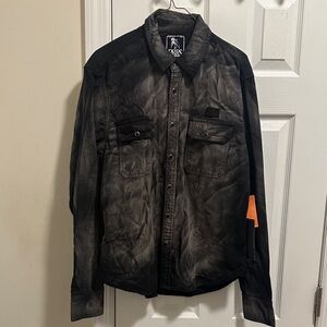 PRPS Black and Gray Casual Button Down Shirt